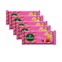 Kit 5un Biscoito Wafer Piraquê Morango 100g