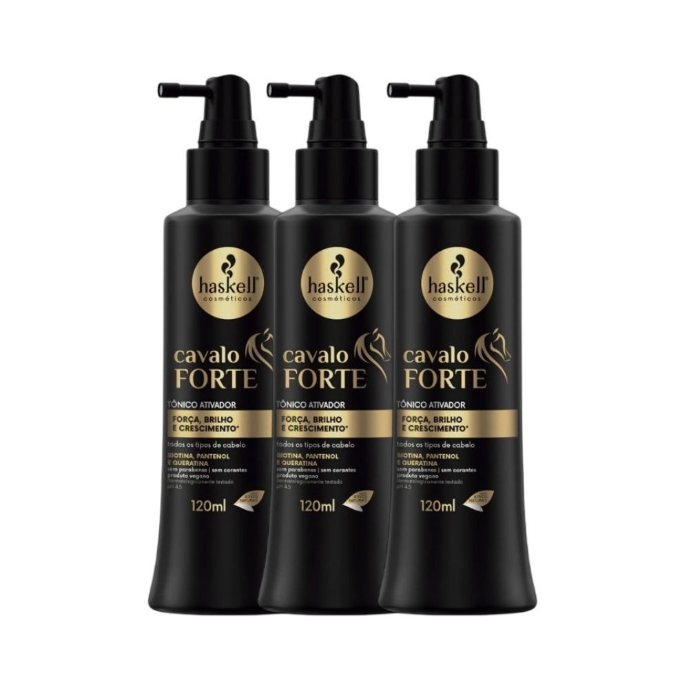 Kit Tônico Capilar Haskell Cavalo Forte 120ml com 3 Unidades