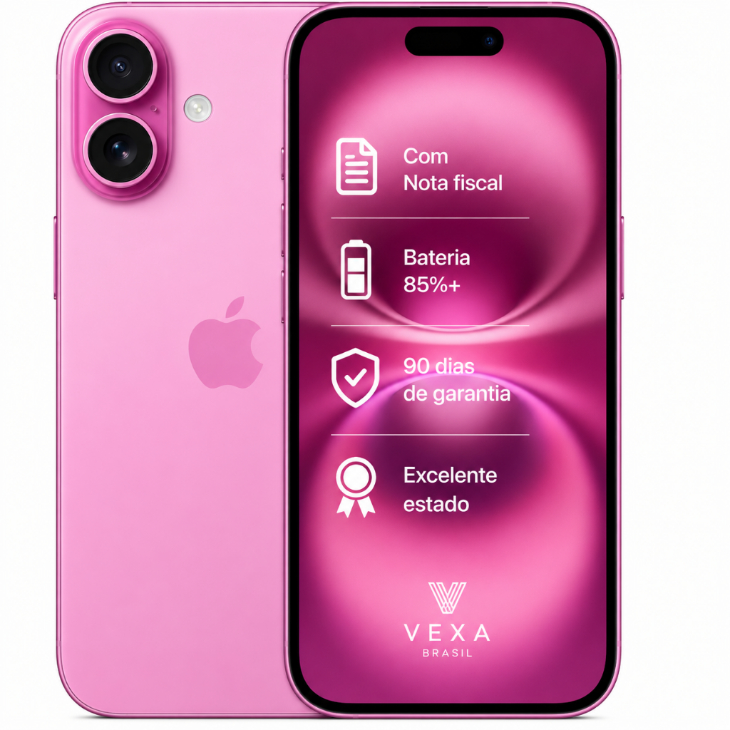 Apple iPhone 16 128GB Rosa | Semi Novo Premium | Bateria Mínima 85%