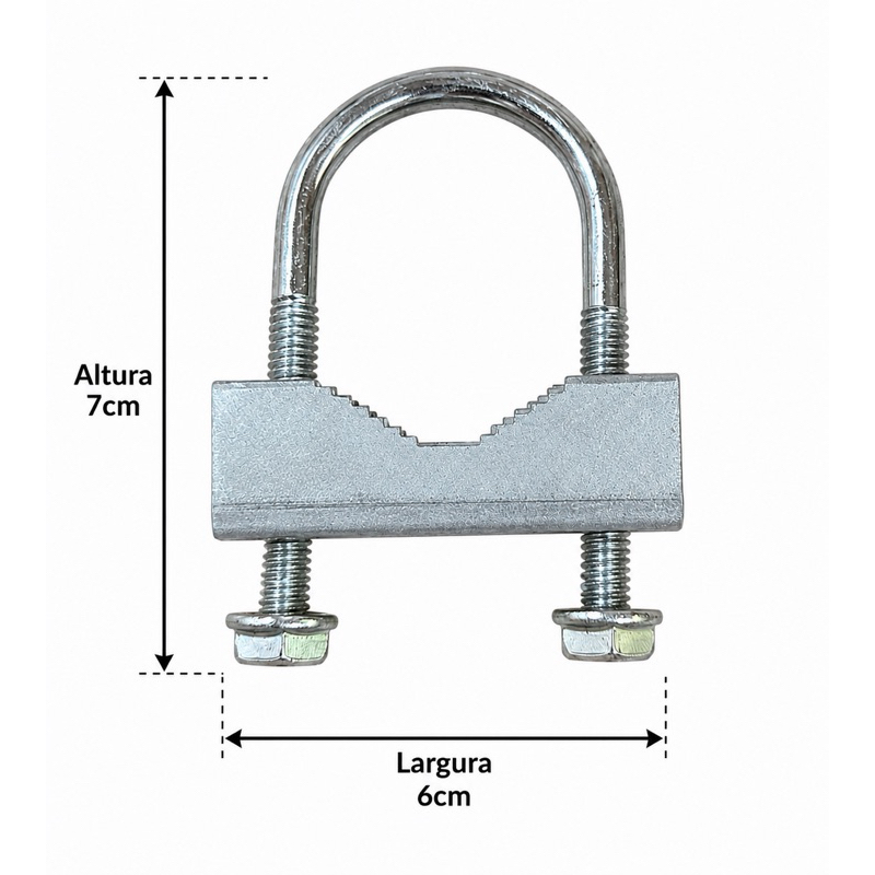 Abraçadeira em U Galvanizada 7x6 cm – Alta Resistência para Fixação de Antenas e Tubos