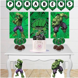 KIT SÓ UM BOLINHO HULK/ DECORAÇÃO FESTA NA ESCOLA/ FESTA EM CASA