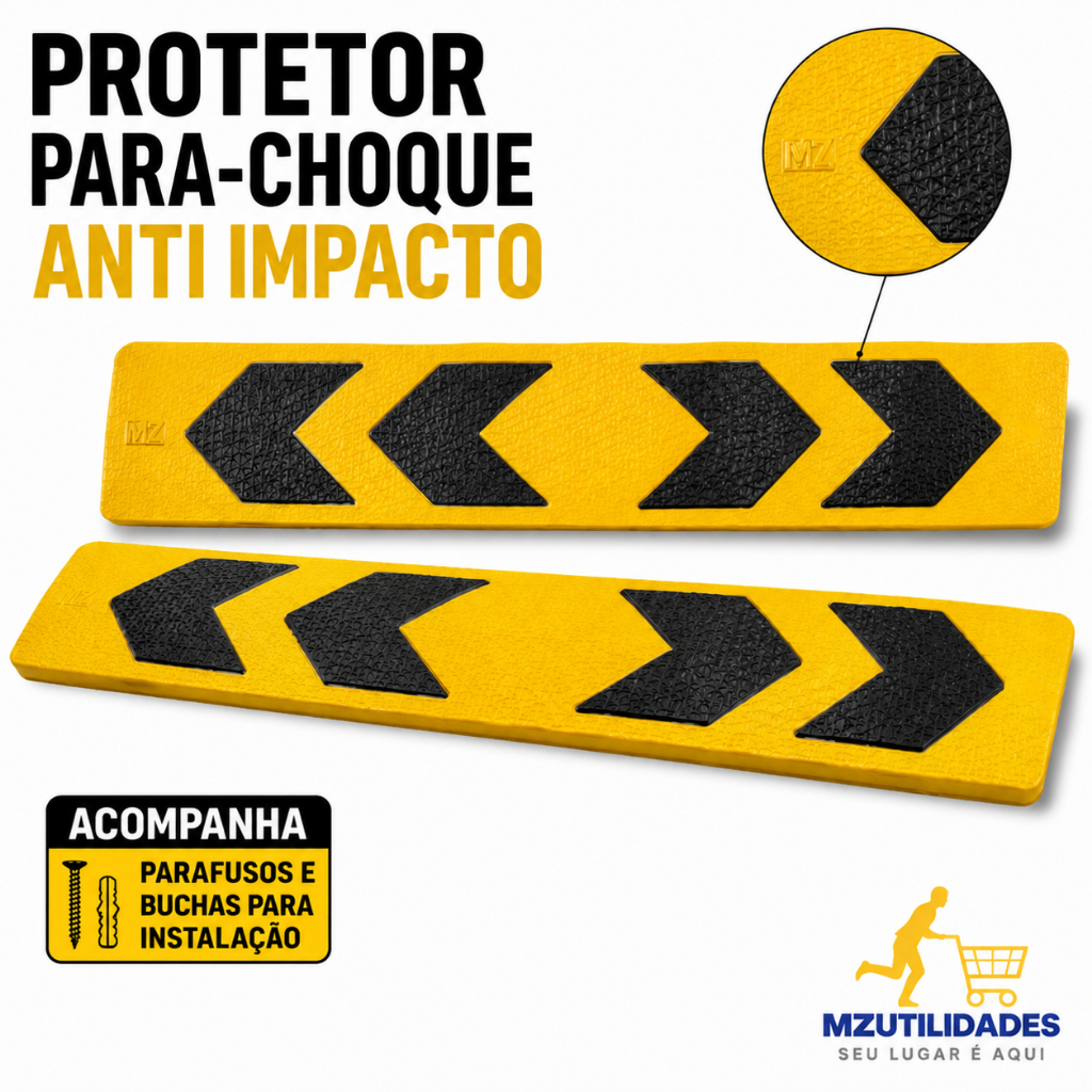 Protetor Para-Choque Anti Impacto Garagem Parede Borracha Estacionamento com Parafusos