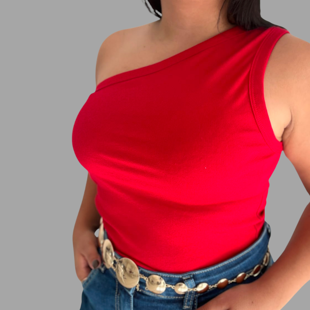 Blusa Regata Mula Manca Feminina Um Ombro Só Blusa Canelada Ribana Algodão Básica Estilosa