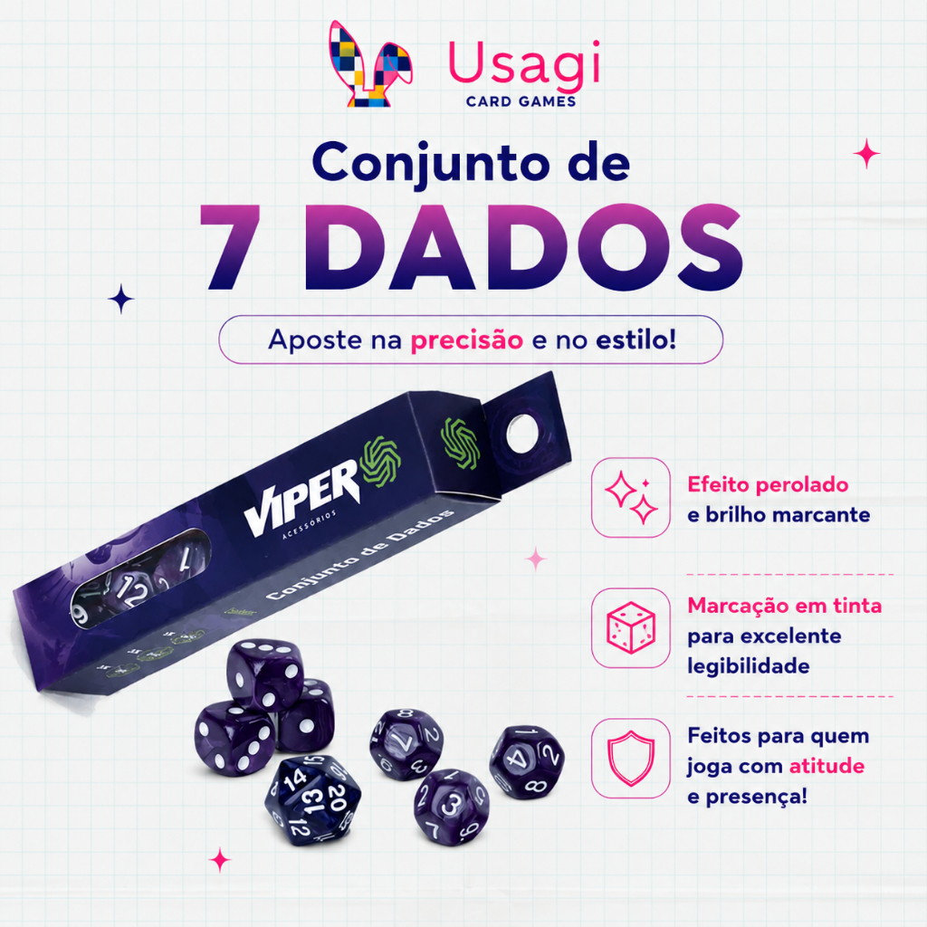 Conjunto de 7 Dados Viper - Marcadores | Para TCG, Tabuleiro, RPG, Card Games, Pokémon, Magic