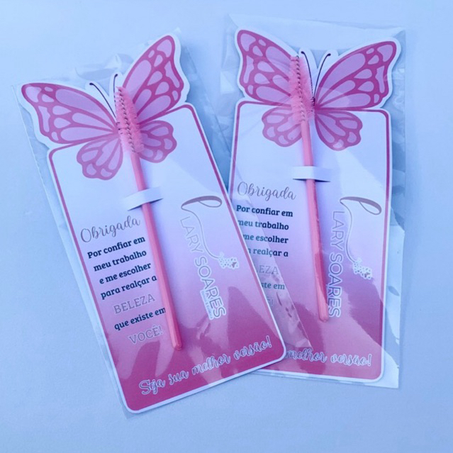 Cartão personalizado com escovinha Borboleta para sobrancelhas e extensão de cílios lash designer