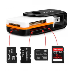 Adaptador Leitor Cartão De Memória USB Micro SD TF SD M2 4 Em 1 Alta Velocidade