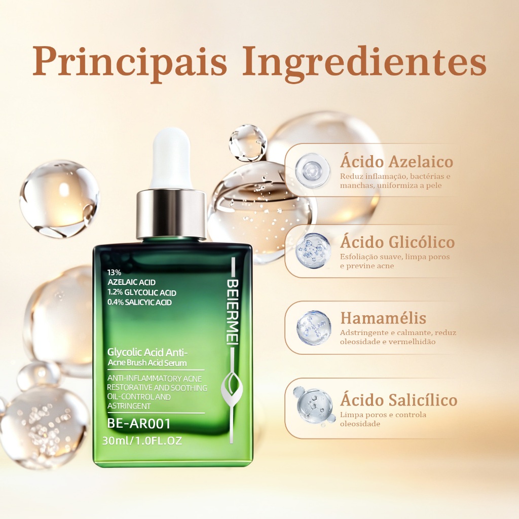 BEIERMEI Sérum Exfoliante Antiacne com Ácido Glicólico Anti-inflamatório para acne Repara e acalma · foto 2