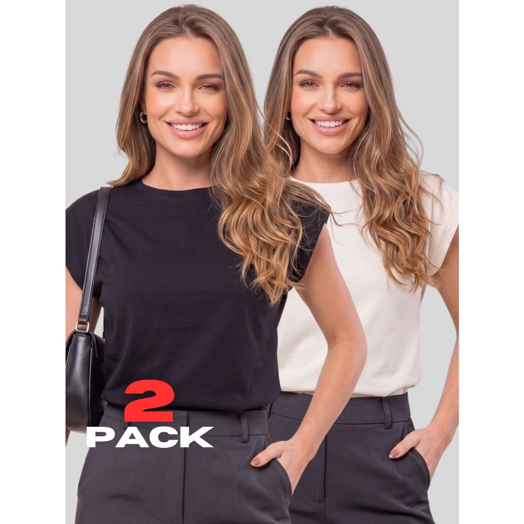 Kit 2 Regatas Muscle Tee Feminina Blusa Soltinha Manga Machão Camiseta Básica Casual Confortável Dia a Dia