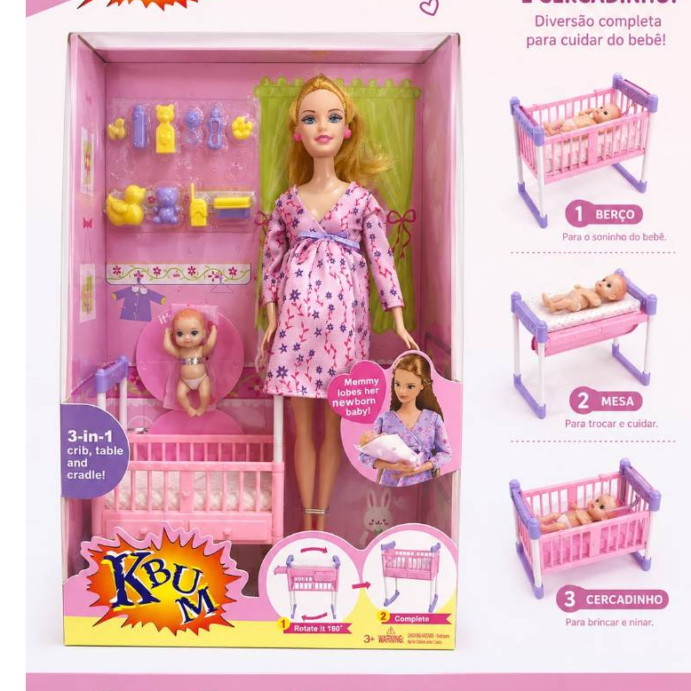 Boneca Grávida Surpresa com Bebê Dentro + Acessórios