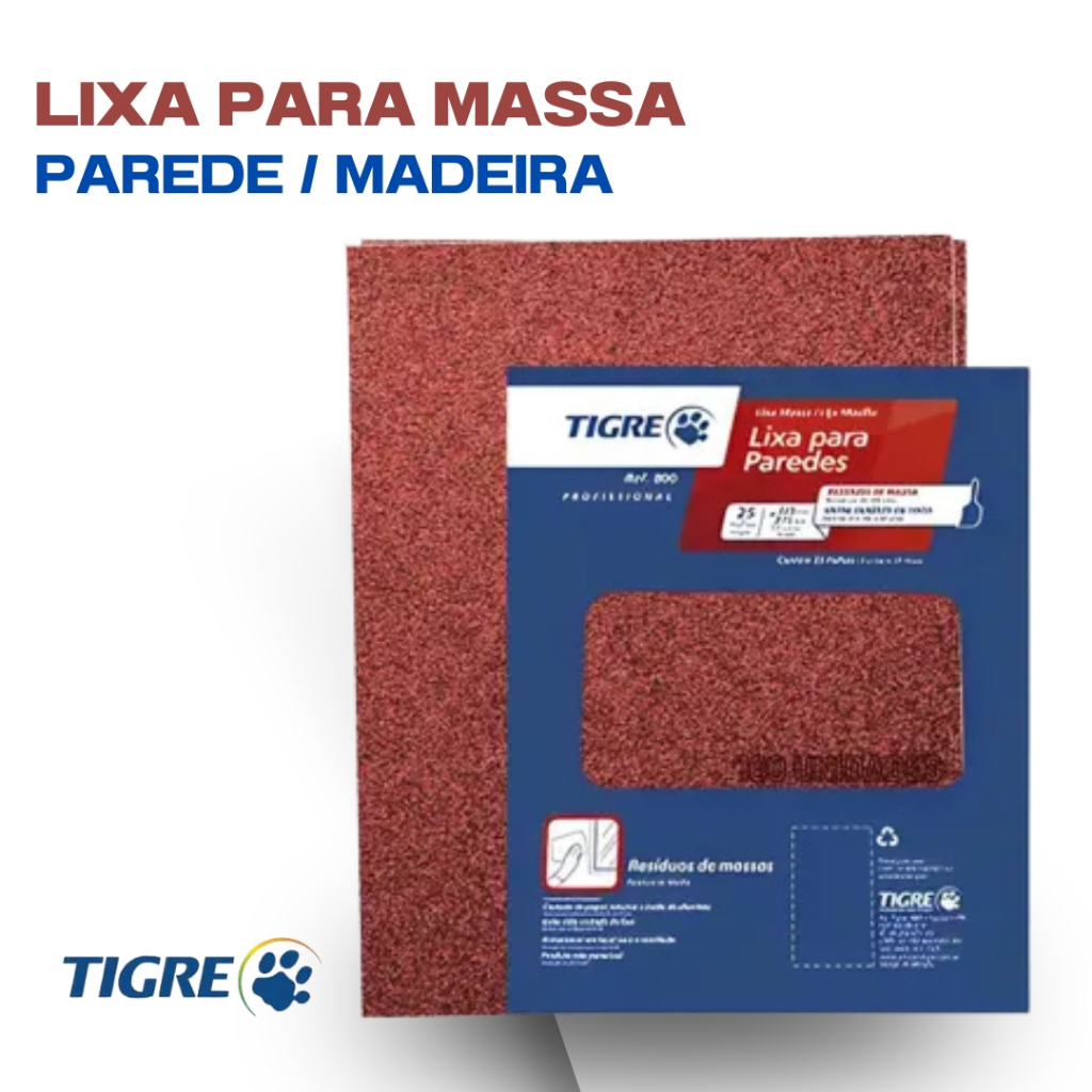Kit Lixas Para Massa Corrida E Madeira grão 60 ao 220 Tigre