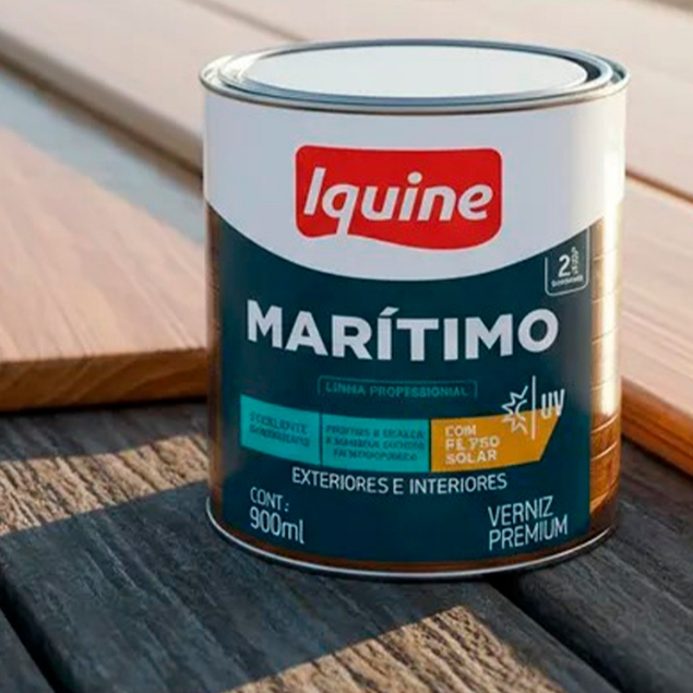 Verniz Extra Marítimo Iquine Natural Brilhante 900ml Alto Brilho Madeira Verniz