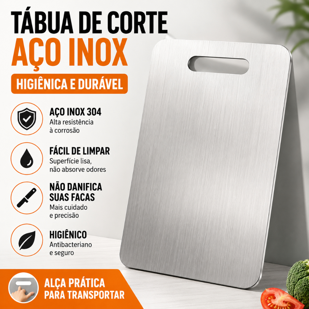 Tábua De Corte 304 Aço Inoxidável Antibacteriana À Prova De Mofo 46 cm tábua de cozinha Corte Carne Churrasco