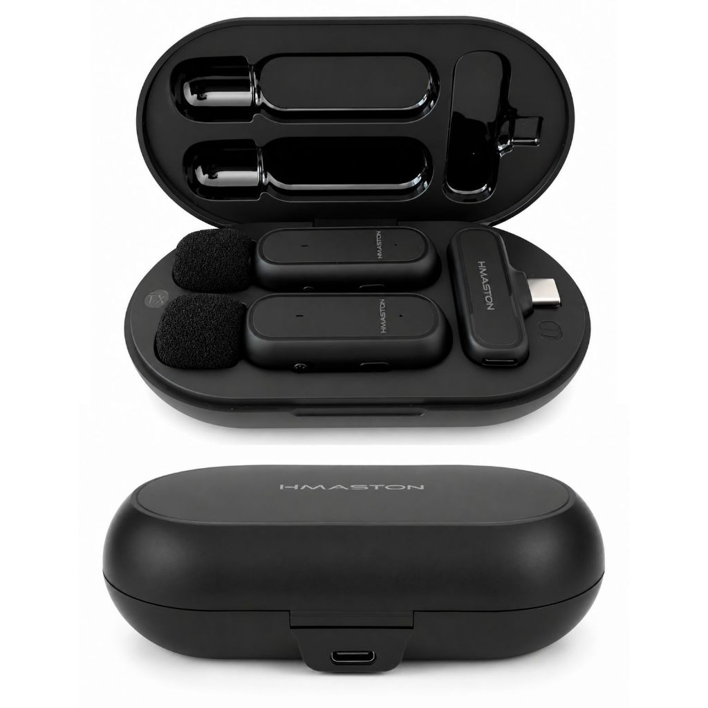 Microfone Lapela 2 em 1 Portátil Sem Fio Entrada Tipo C H'Maston