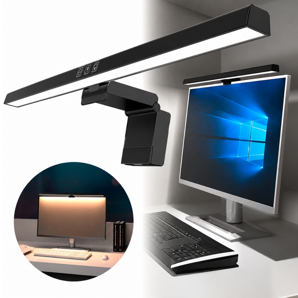 Luminária De Monitor Notebook Tela Led Regulável 50/40cm Baixo Consumo de Energia
