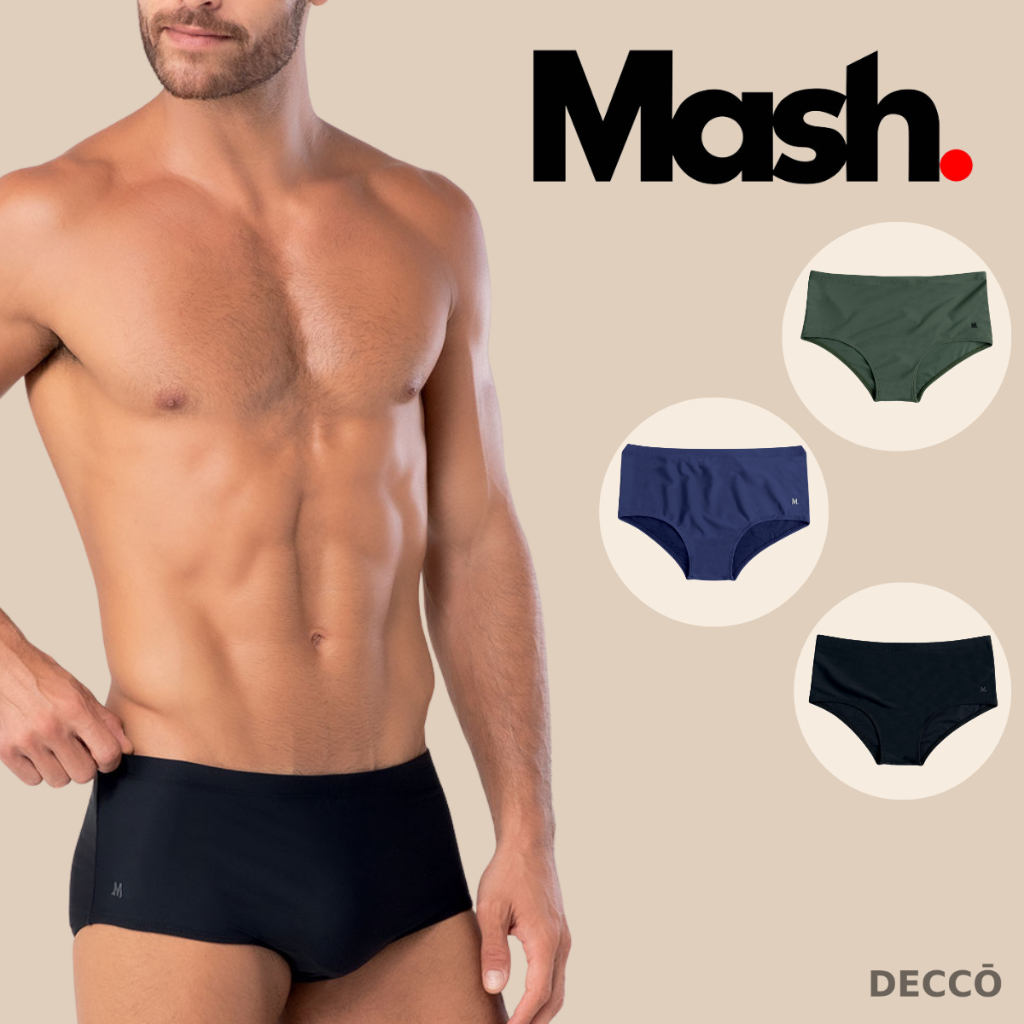 Sunga Slip Mash Plus Size Lisa Forrada com Cordão de Regulagem Masculina Moda Praia Adulto FPS 50