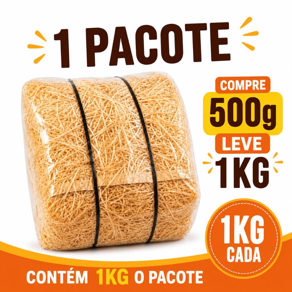 Palha Natural Para Cesta e Decoração - Pacote de Palha 1kg | Presente - Café da manhã