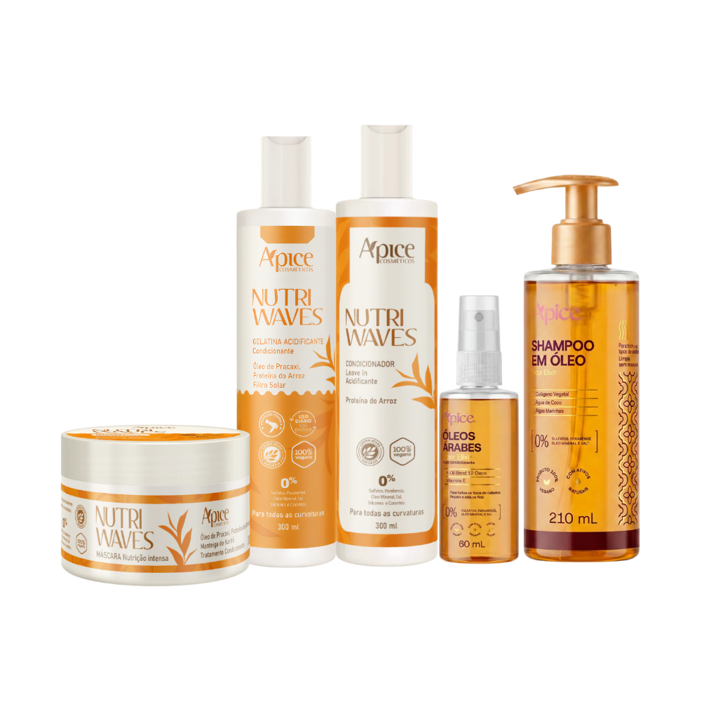 Kit Nutri Waves Shampoo em Óleo e Óleos Árabes Ápice