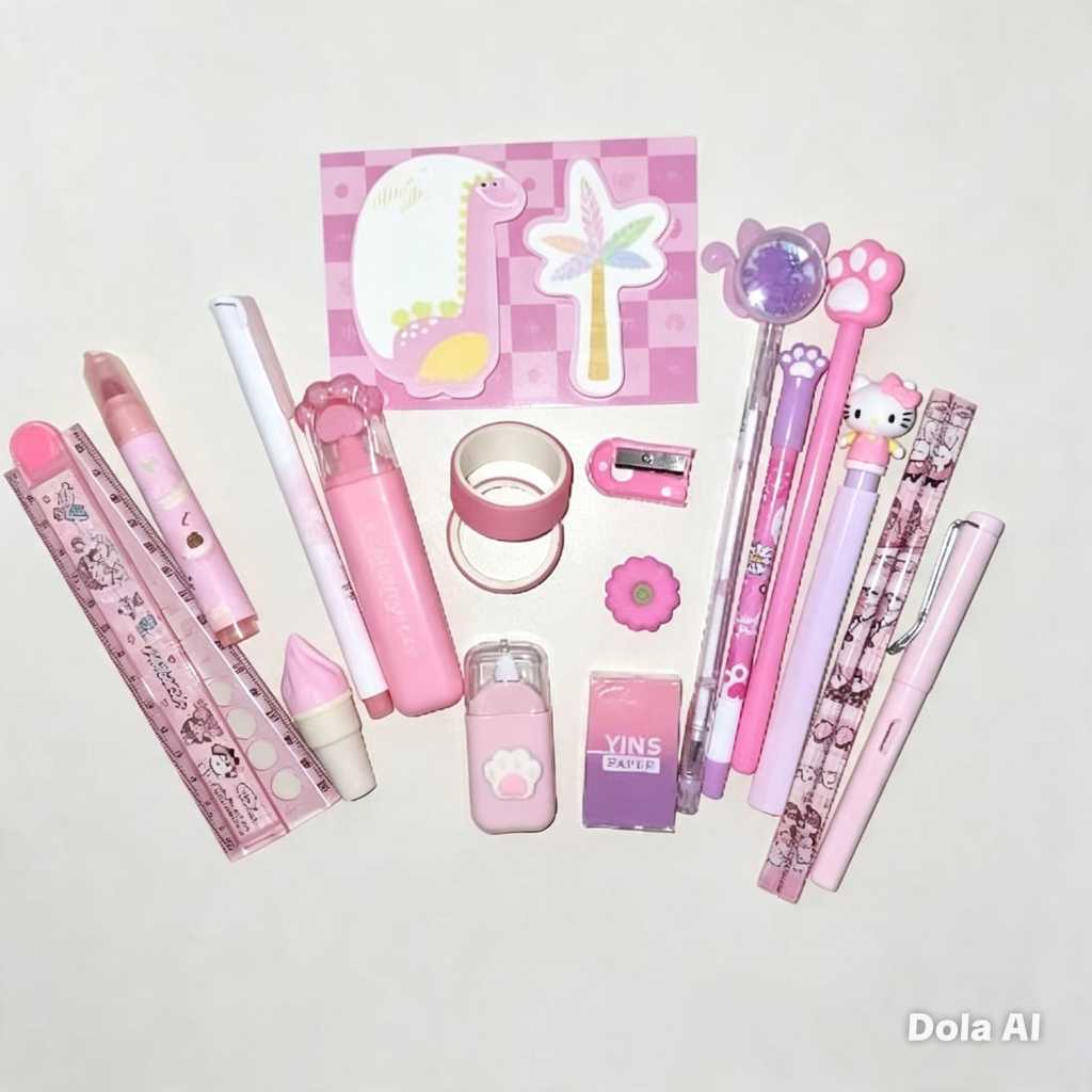 Kit Essencial Papelaria | Kit Papelaria Fofa Kawaii 20 Itens | Kit Papelaria Completa para Estudantes