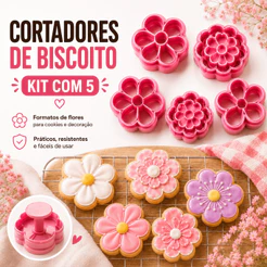 Cortador de Biscoito com Carimbo Cortador de Biscoito Personalizado Molde para Biscoito Amanteigado Cortador de Flores