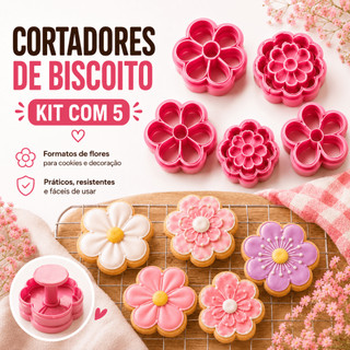 Cortador de Biscoito com Carimbo Cortador de Biscoito Personalizado Molde para Biscoito Amanteigado Cortador de Flores
