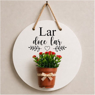 Quadro Decorativo Com Vaso 3D Coleção Frases Lar Doce Lar Decoração para Casa Sala Cozinha Jardim Área Gourmet