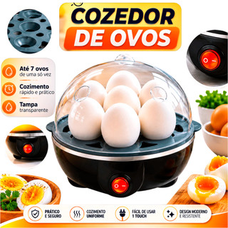 Cozedor De Ovos Elétrico 7 ovos Portátil Cozinha A Vapor 220v Preto Máquina De Cozinhar ovo
