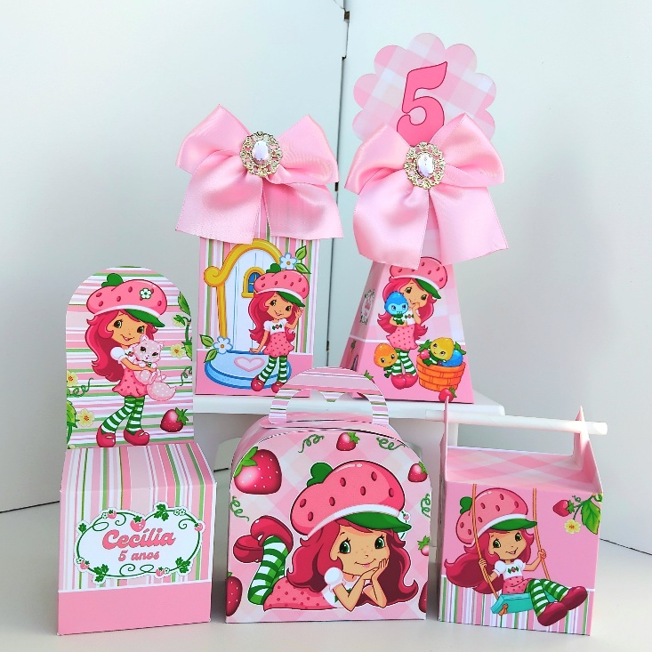 Kit Caixas Personalizados Moranguinho DESMONTADO / Lembrancinha de festa / Aniversário