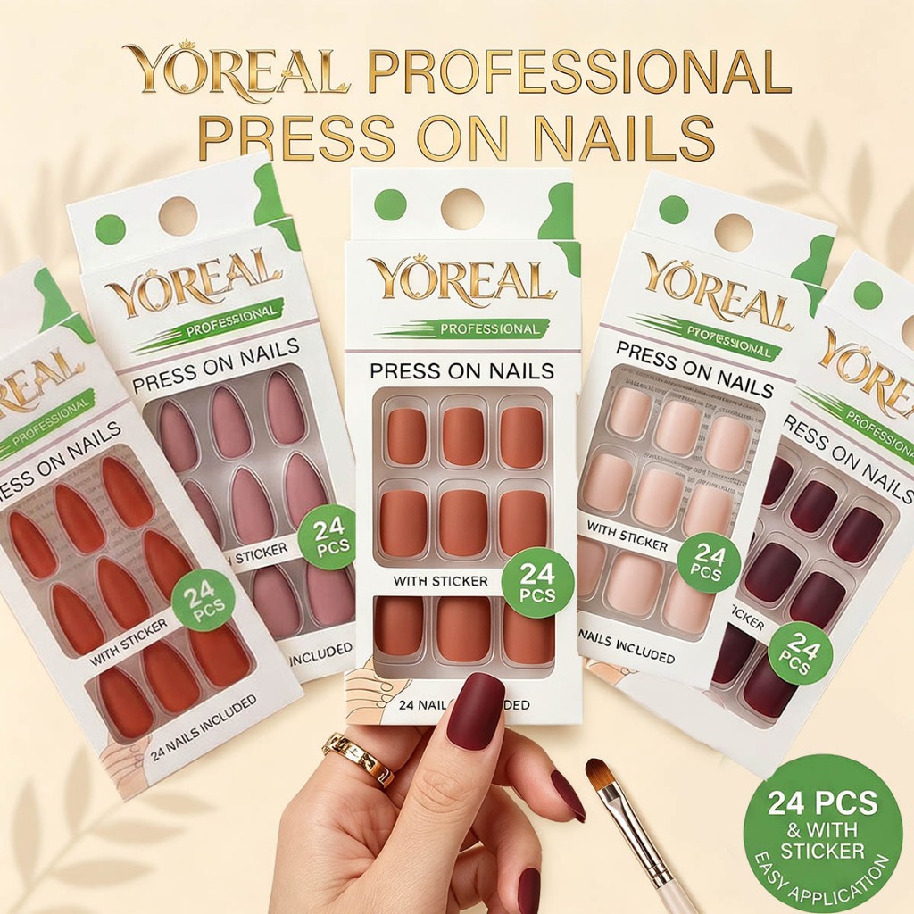 24 PCS Unhas Postiças Autocolante Coloridas