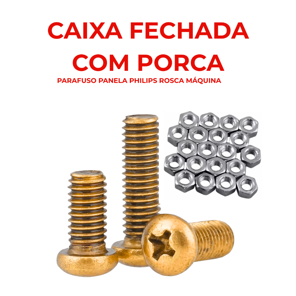 CAIXA FECHADA PARAFUSO + PORCA PANELA PHILIPS M3 - M4 - M5 - M6 - M8