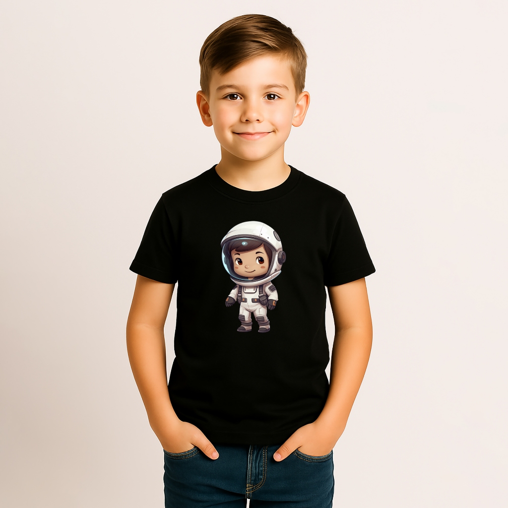CAMISETA INFANTIL MENINO ALGODÃO ASTRONAUTA CRIANCA CAPACETE BRANCO FOFO