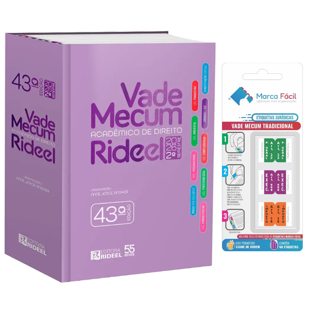 Vade Mecum Acadêmico de Direito - 43ª Edição/2026  Lilás + Etiqueta Marca Fácil