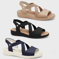 Sandália Feminina Comfortflex Tiras Elásticas Palmilha Massageadora Design Anatômico