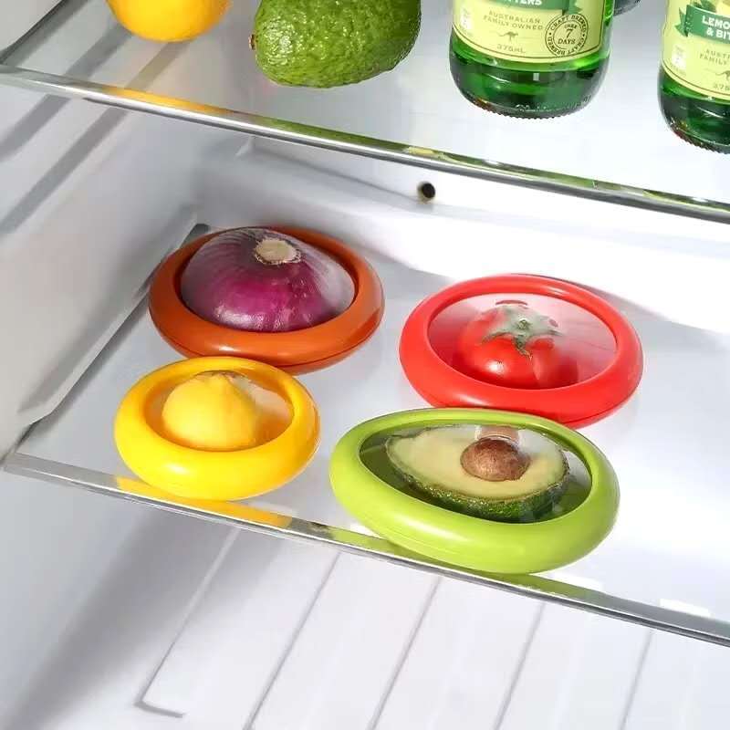 Kit Caixas de Silicone Reutilizáveis Tampas para Frutas e Legumes Pote Conserva Alimentos Limão Tomate Cebola