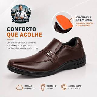 Sapato Social Linha Confort Marrom Com Metal Linha Anatômica Super Conforto Entrega IMEDIATA