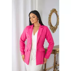 Blazer Feminina Manga Longa Alfaiataria Com Botões Plus Size G1 G2 Estilo Elegante e Confortável