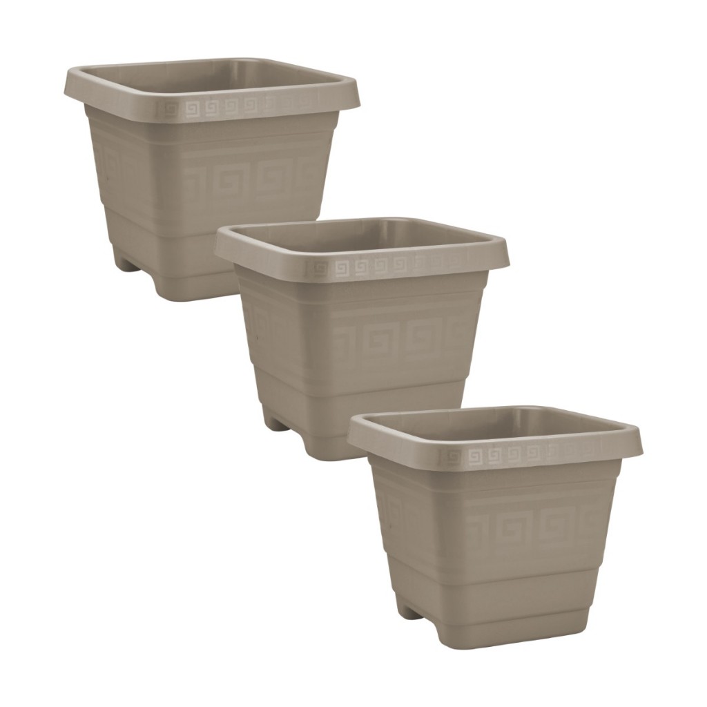 Kit 3 Vaso XG Quadrado 59 L em Plástico para Planta Grande Jardim Quintal Varanda e Decoração Externa