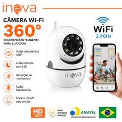 INOVA Wifi Babá Eletrônica Câmera segurança Sem Fio Visão Noturna 1080P 360° com Câmera audio YOOSEE