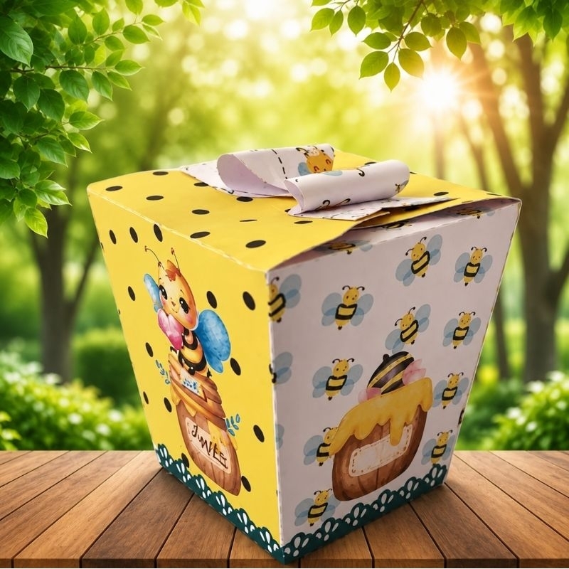 KIT 10 Caixas Sushi Tema Abelhinha - Personalizados - Lembrancinha Aniversário - Caixinhas Para Aniversário