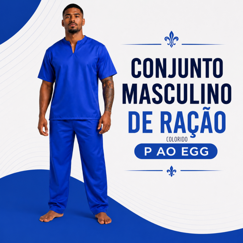 Conjunto Roupa de Ração Masculina Umbanda Candomblé Oxford 2 Peças Calça e Bata Diversas Cores