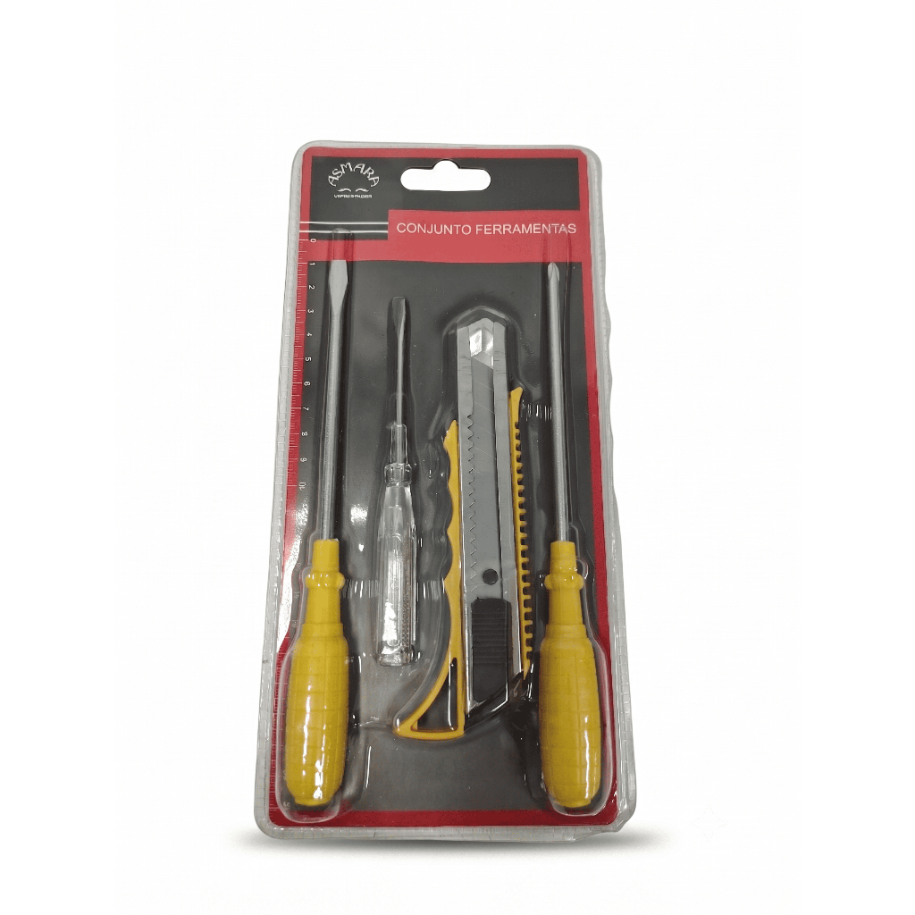 Kit Ferramentas 4 Peças Chave Phillips Fenda Estilete Chave Teste
