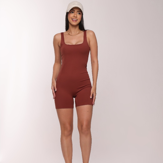 Macaquinho Feminino Fitness Academia Corrida Modelador Zero Transparência Compressão Poliamida Premium