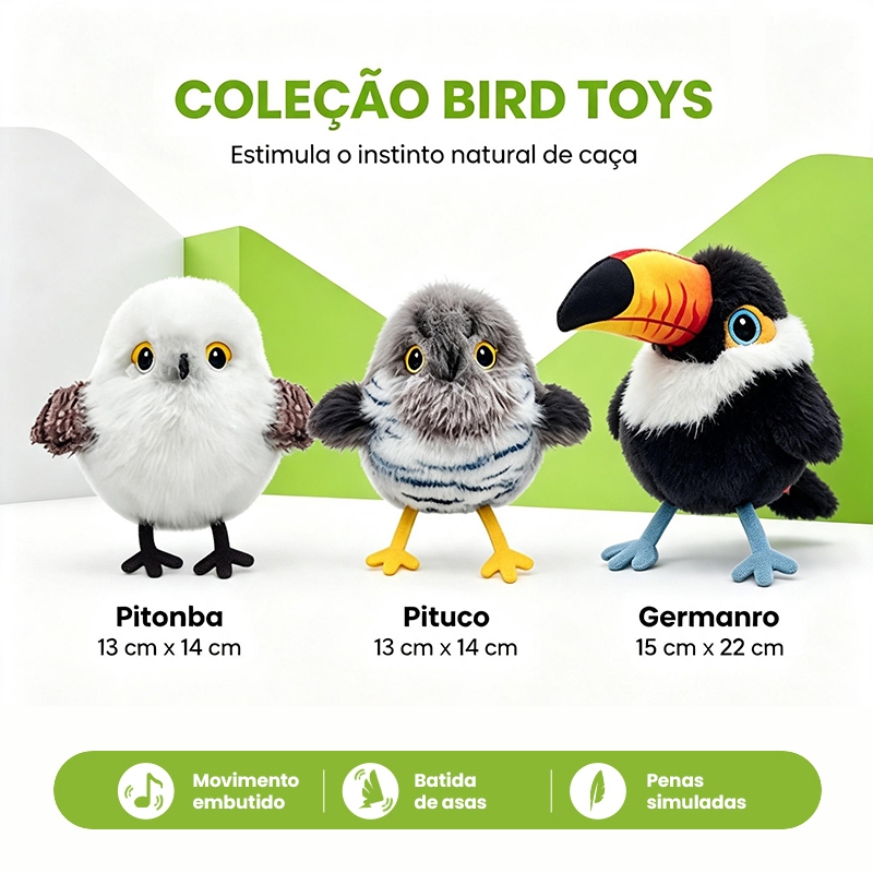 Newpet Pássaro Pardal Brinquedo Interativo Recarregável Toque Ativado De Pelúcia