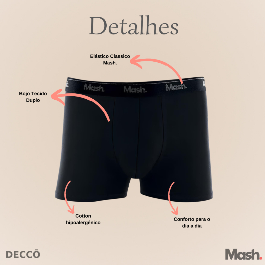 Kit com 6 Cuecas Mash Box Boxer Modelo tradidional em Algodao Cotton Original Masculina · foto 2