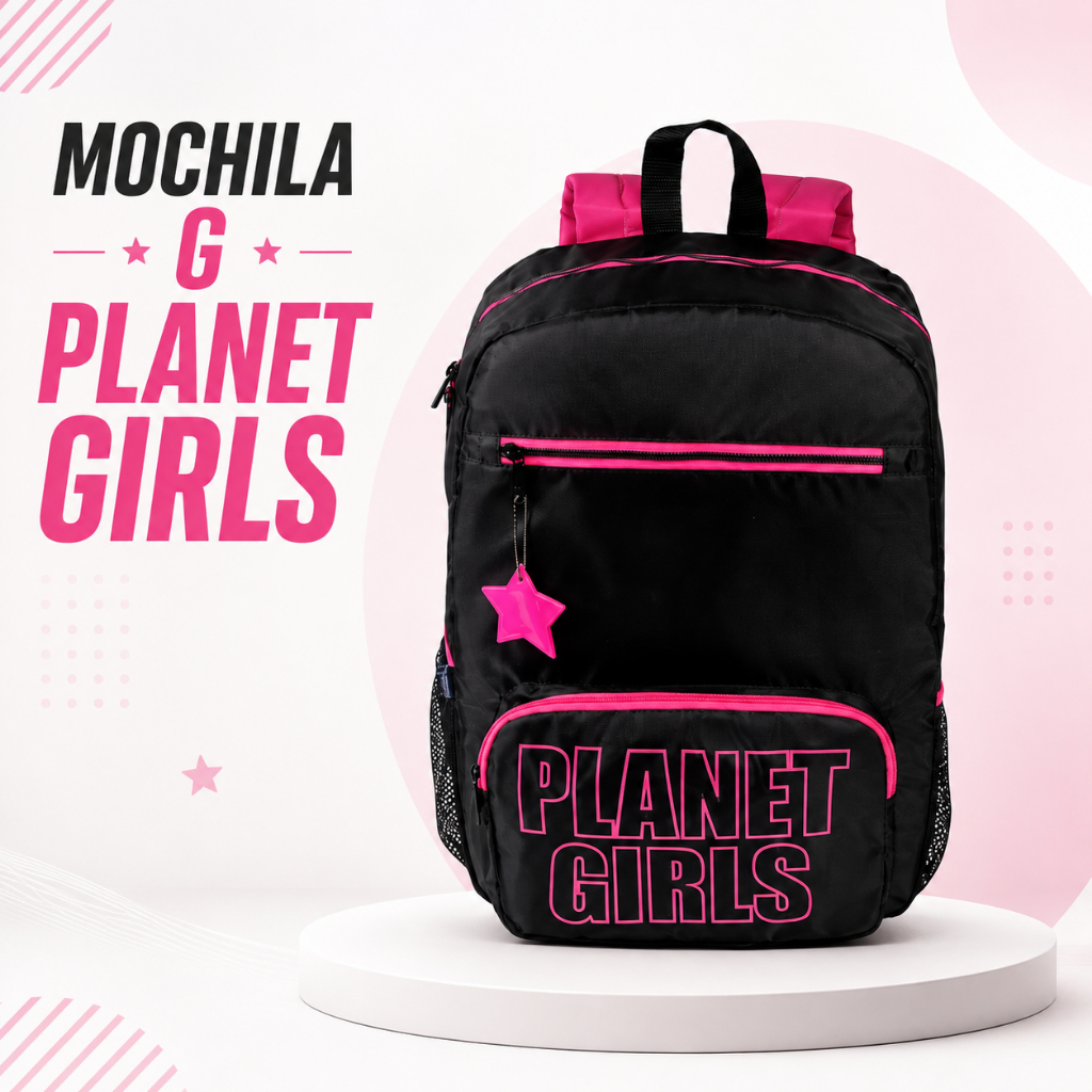 Mochila Escolar G Planet Girls Feminina Grande Preta Rosa Original