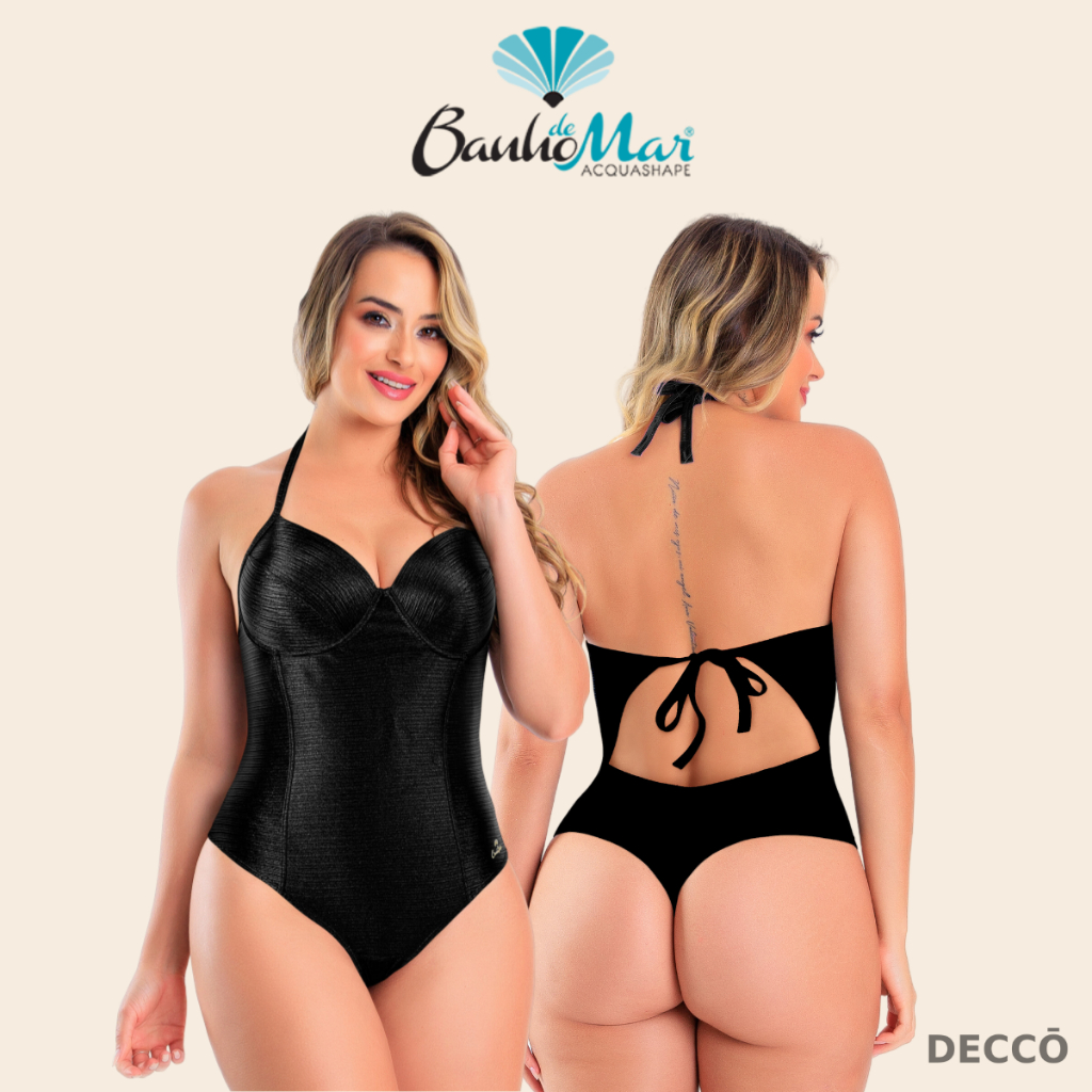 Maio Banho de Mar de Alta Compressao Com Bojo Liso Efeito Zero Barriga Modela Reduz Fio Dental