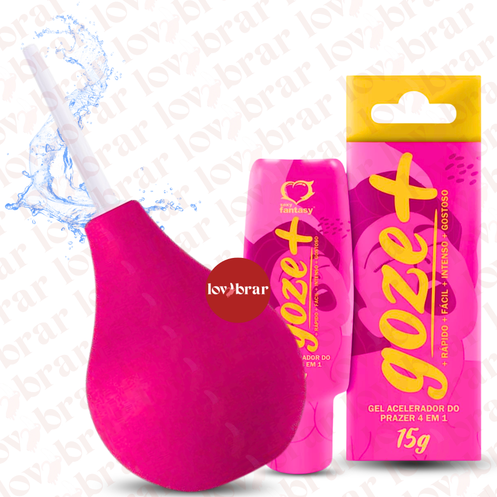 Kit Ducha Higiênica Anal Vaginal em Borracha Xuca Chuca + Lubrificante Intimo 4 em 1 Goze + Mais