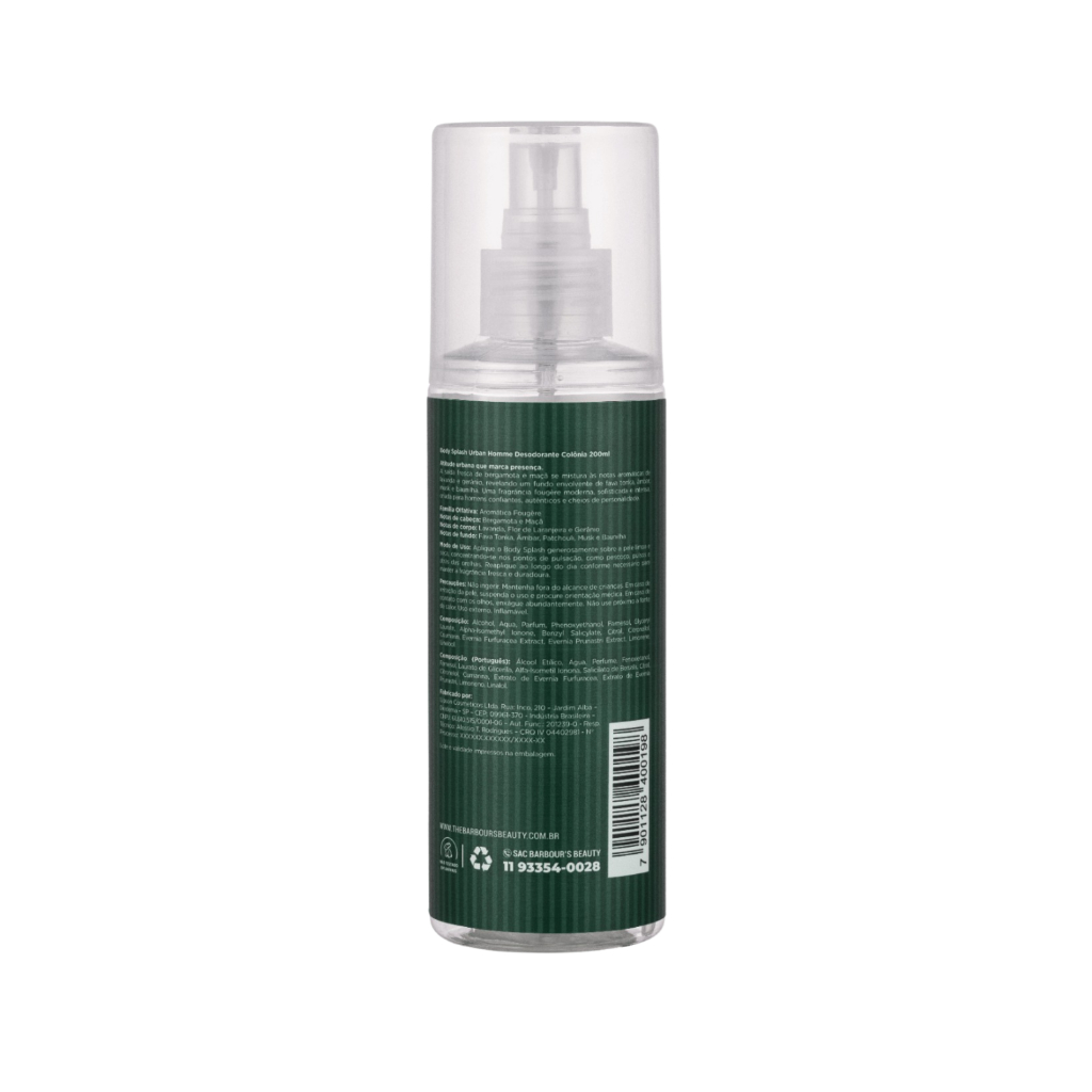 Body Splash Urban Homme Desodorante Colônia 200ml Barbour’s Beauty · foto 2
