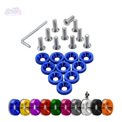 KIT COM 10 PARAFUSOS E ARRUELAS ANODIZADA M6 TUNING PARA CARRO E MOTO