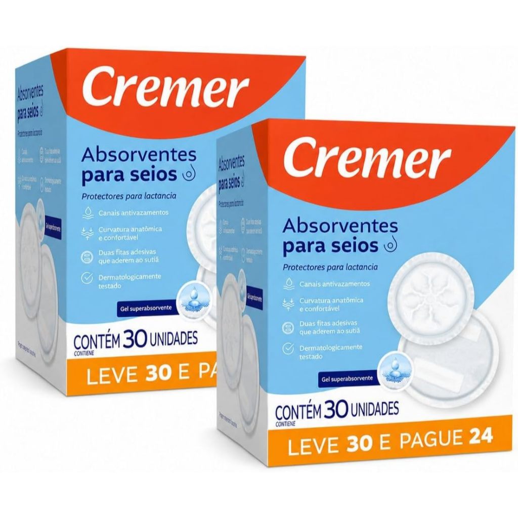 Absorvente De Seios Cremer 60 unidades - Absorventes Para Seios Cremer