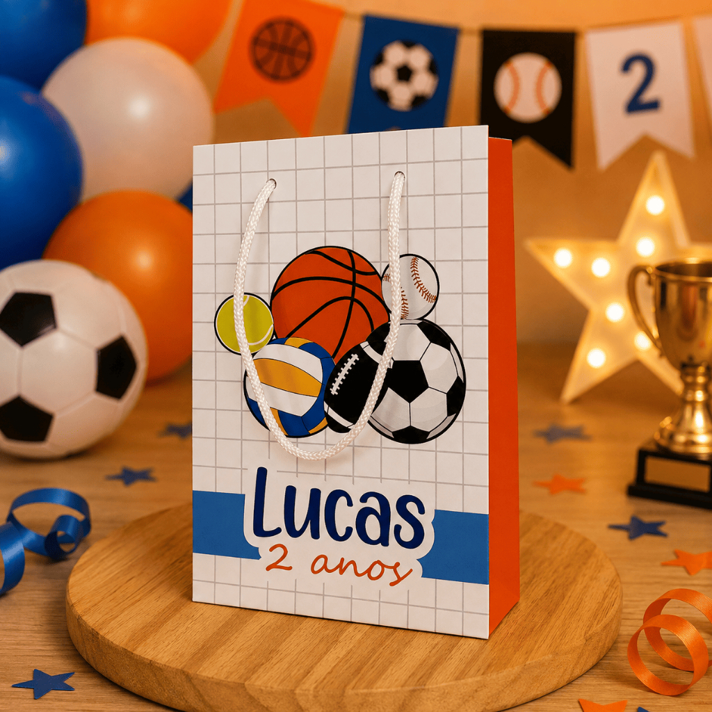 Sacolinha Personalizada Bolas Esportivas Lembrancinha Aniversário
